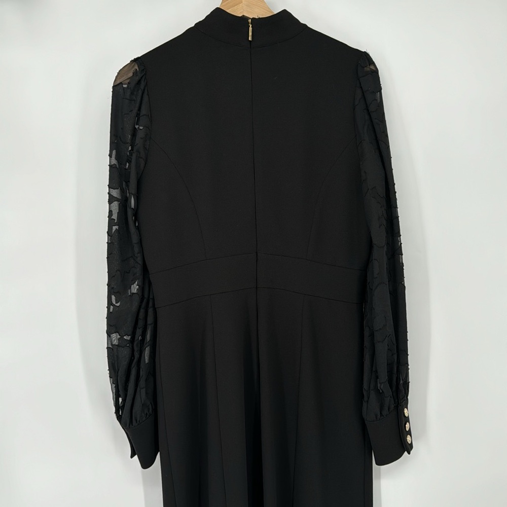Karl Lagerfeld Womens Black Sheer Floral Sleeve Knee Length Classic Dress Size 6 - Picture 8 of 10